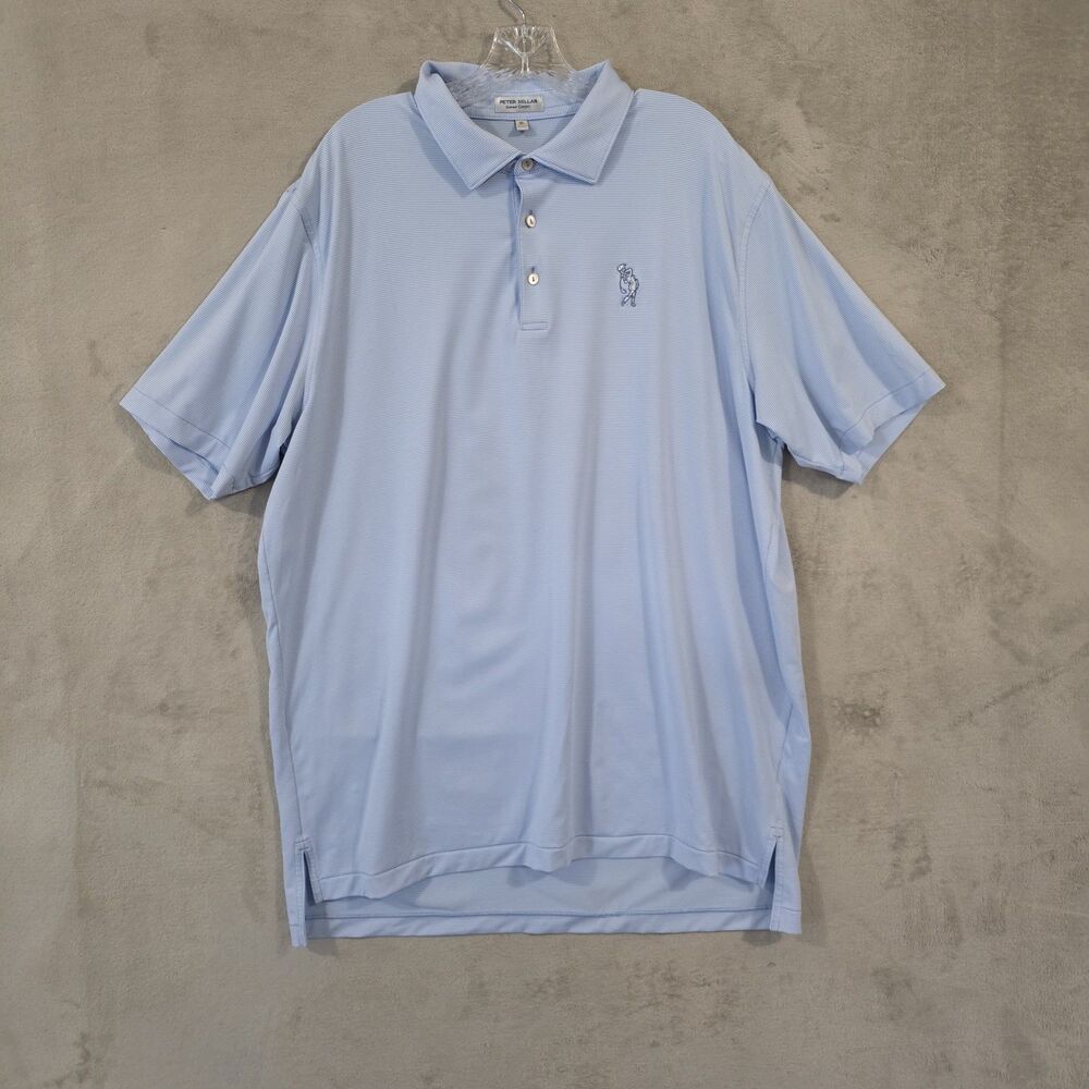Peter Millar Summer Comfort Mens Polo Shirt  Blue Striped Sz XL